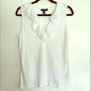 Chaps ruffled neckline knit NWOT 🌿